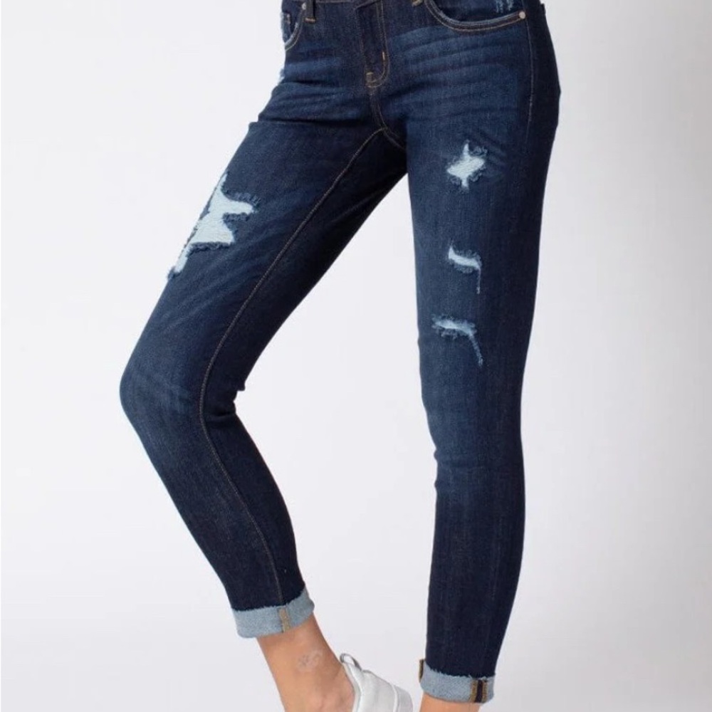 KanCan Dark Blue Distressed Ankle Jeans